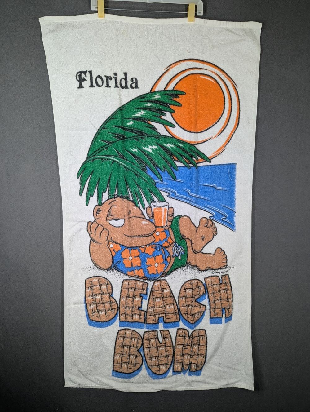 Vintage Florida Beach Bum Towel 27.5x51.5
